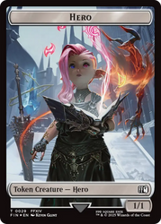 Bird // Hero (0029) Double-Sided Token (Surge Foil) [FINAL FANTASY Commander Tokens]