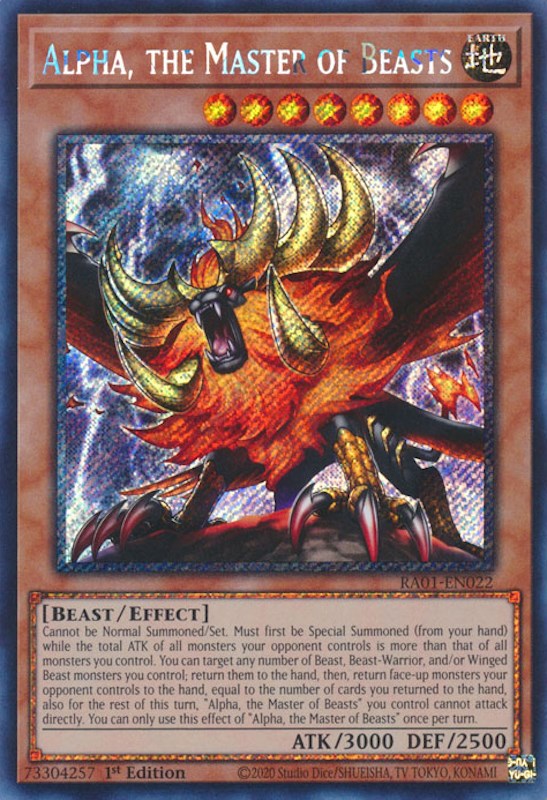 Alpha, the Master of Beasts [RA01-EN022] Platinum Secret Rare