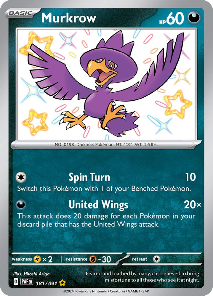 Murkrow (181/091) [Scarlet & Violet: Paldean Fates]