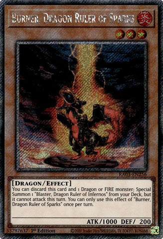 Burner, Dragon Ruler of Sparks (Platinum Secret Rare) [RA03-EN256] Platinum Secret Rare