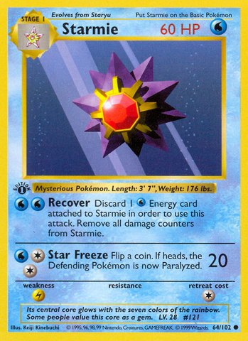 Starmie (64/102) (Shadowless) [Base Set 1st Edition]