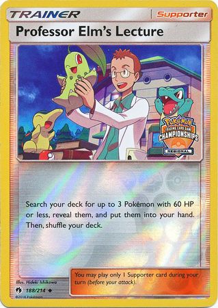 Professor Elm's Lecture (188/214) (Regional Championship Promo) [Sun & Moon: Lost Thunder]