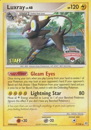 Luxray (7/130) (National Championships) (Staff) [Diamond & Pearl: Base Set]