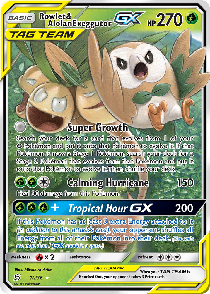 Rowlet & Alolan Exeggutor GX (1/236) [Sun & Moon: Unified Minds]