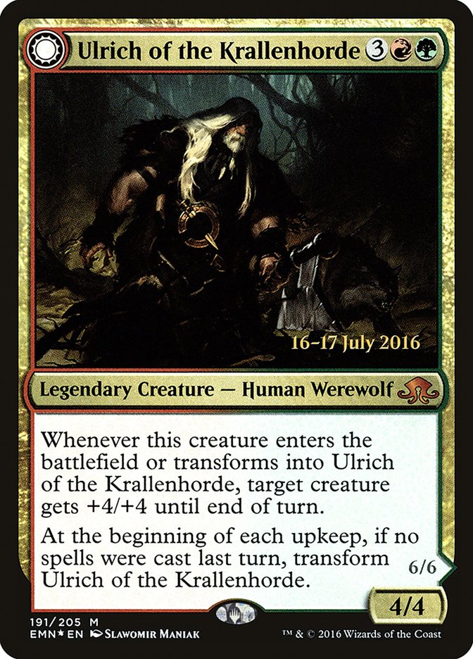 Ulrich of the Krallenhorde // Ulrich, Uncontested Alpha  [Eldritch Moon Prerelease Promos]