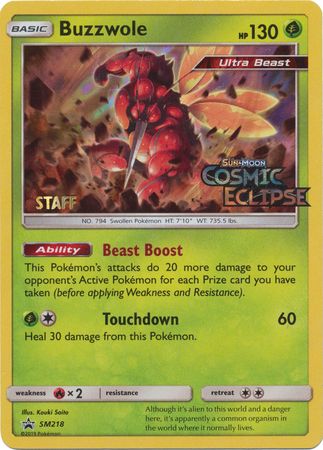 Buzzwole (SM218) (Staff Prerelease Promo) [Sun & Moon: Black Star Promos]