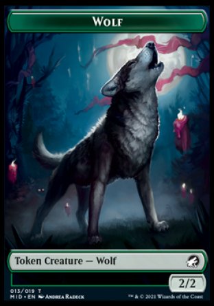 Wolf // Zombie (015) Double-sided Token [Innistrad: Midnight Hunt Tokens]