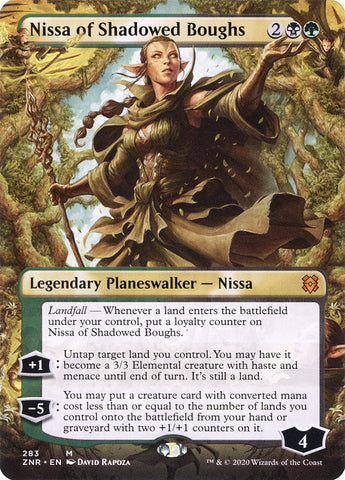 Nissa of Shadowed Boughs (Borderless) [Zendikar Rising Extended Art]